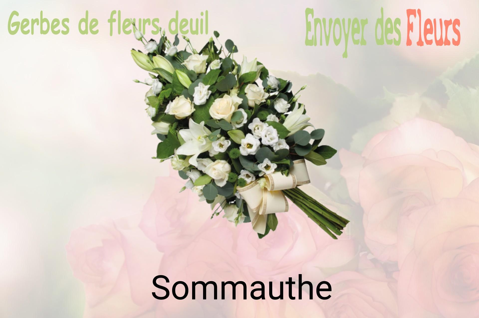 Gerbe de fleurs de deuil livrée à Sommauthe